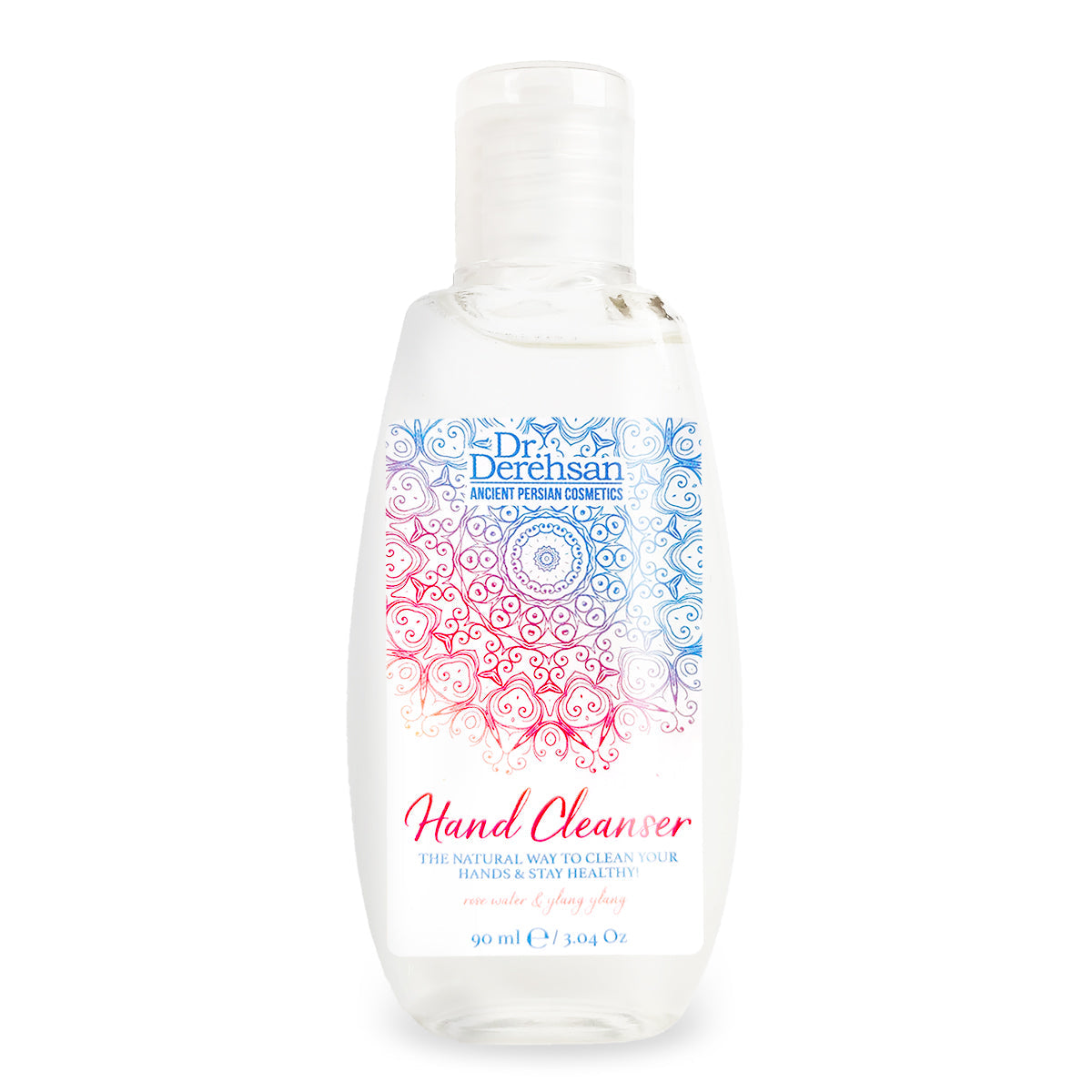 Hand cleansing gel with rose water and ylang-ylang, 90ml