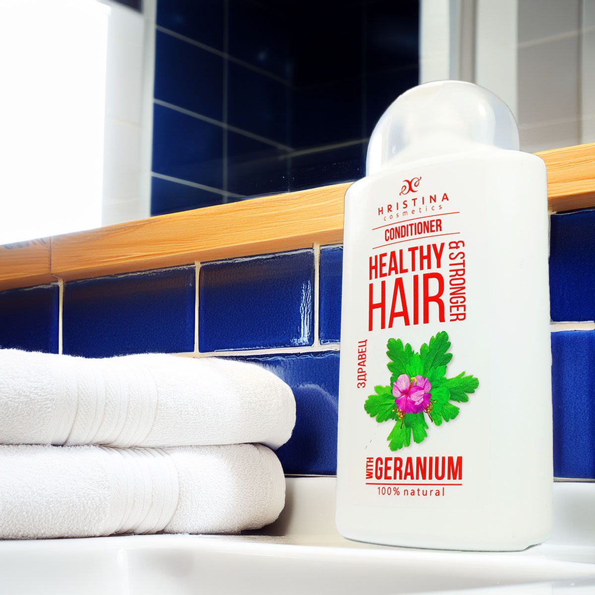 Hair balm with geranium extract for hair strength, 200 ml