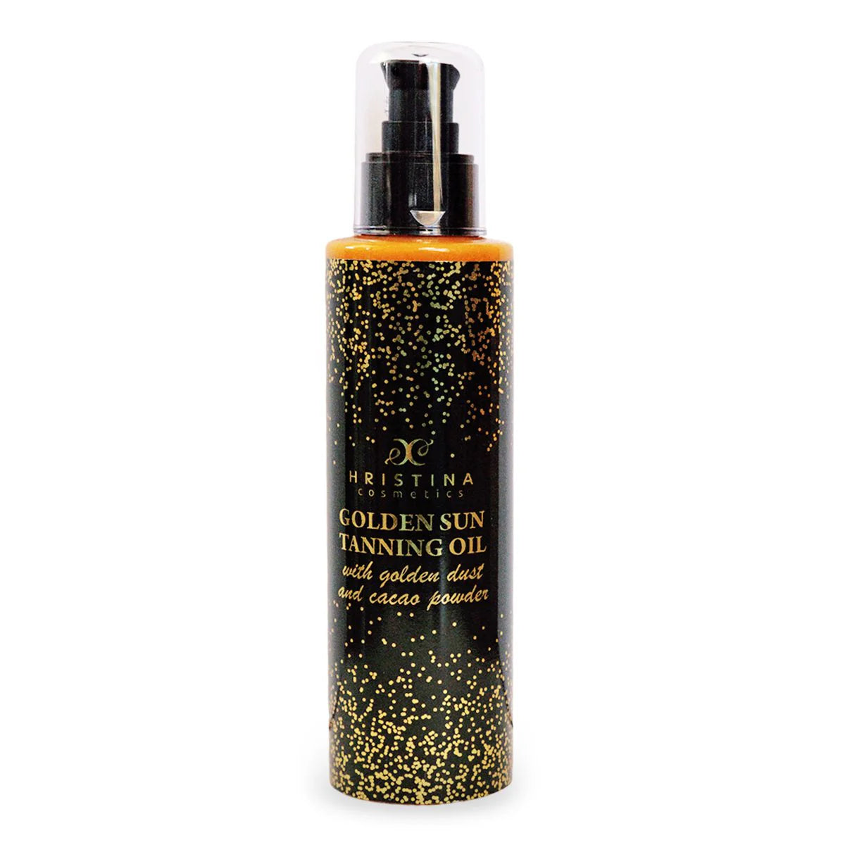 Bronzing oil for quick tanning with Gold particles