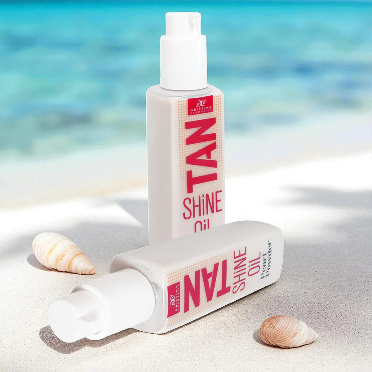Tanning and glow oil with pearl powder