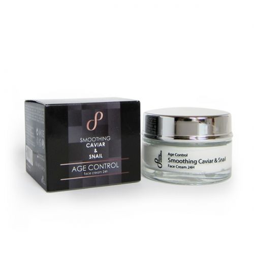Tightening and smoothing face cream 24 hours with caviar and snail extracts, 50 ml
