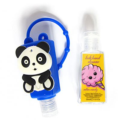 Children's hand cleansing gel "Cotton Candy" in a soft silicone holder, 30ml