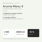 Aroma Menu 4 kit facts: contents, oil volume, number of massages and kit discount